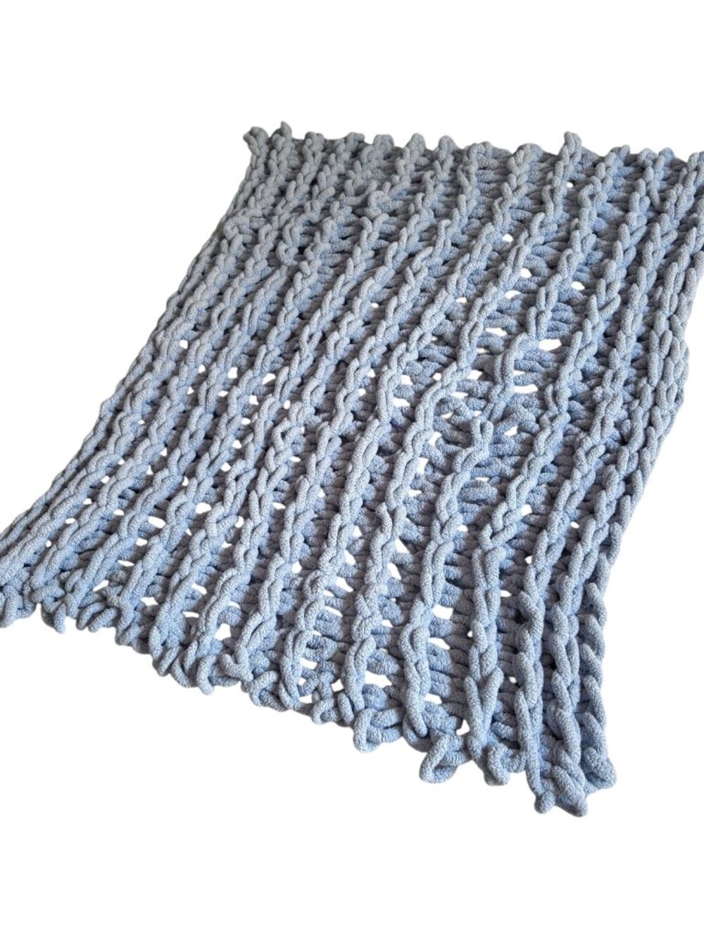 Chunky Knit Throw Blanket Plush Chenille Open Weave Cozy Decor